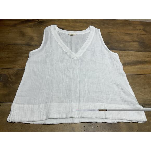 Faherty Tops - Faherty Dune Organic Cotton Gauze Top Women's Medium White Sleeveless Popover